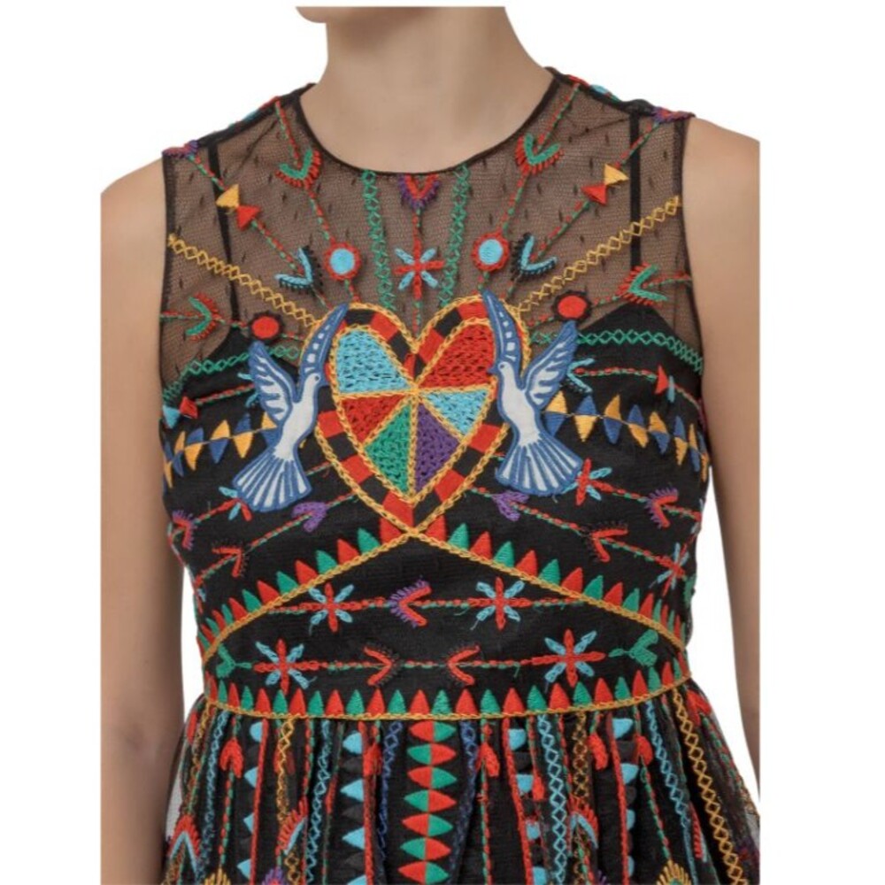 NWT.RED Valentino Love CelebrationEmbroidered Tulle Dress Sz M | US6, IT42 black